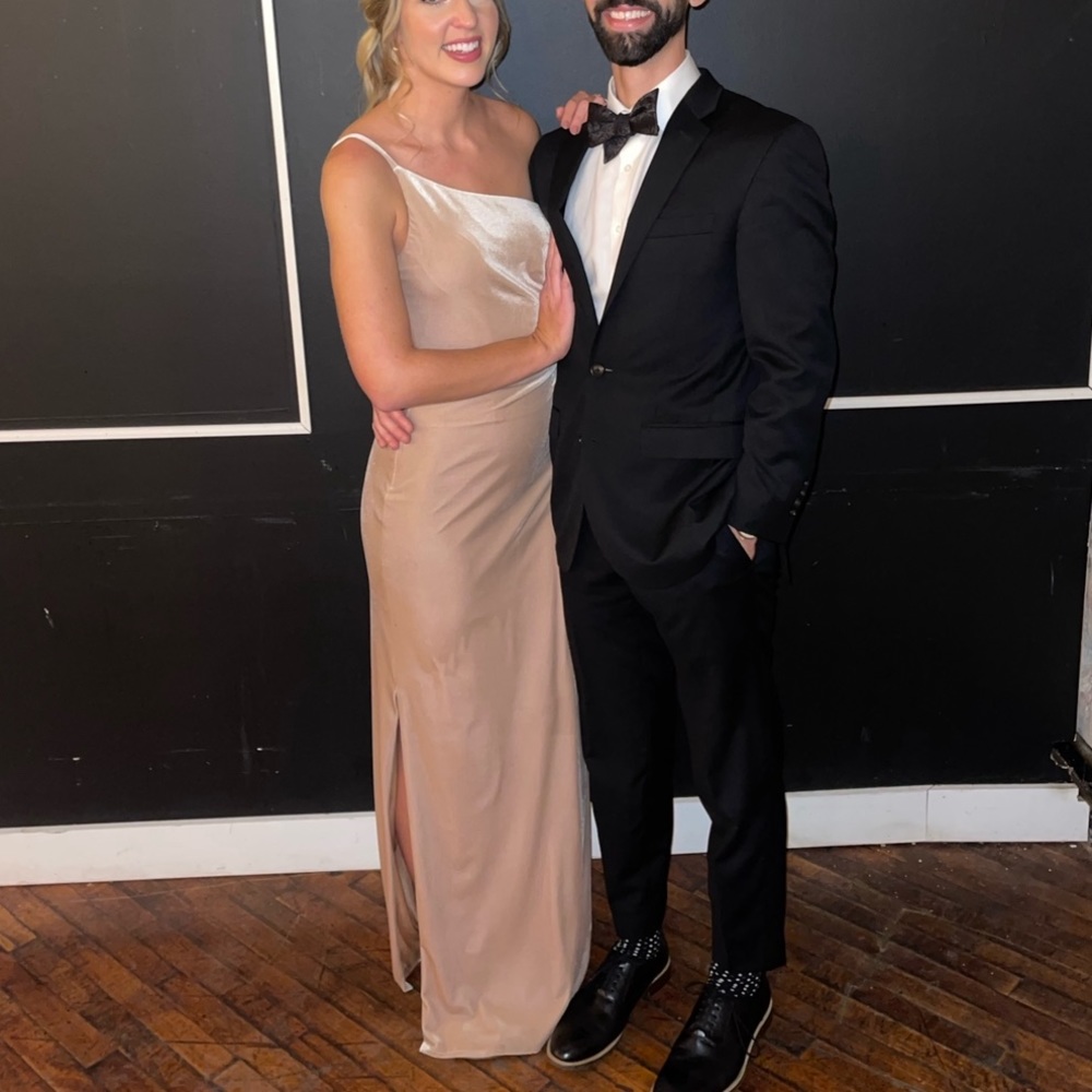 Revelry Gold Champagne Velvet Jade Dress